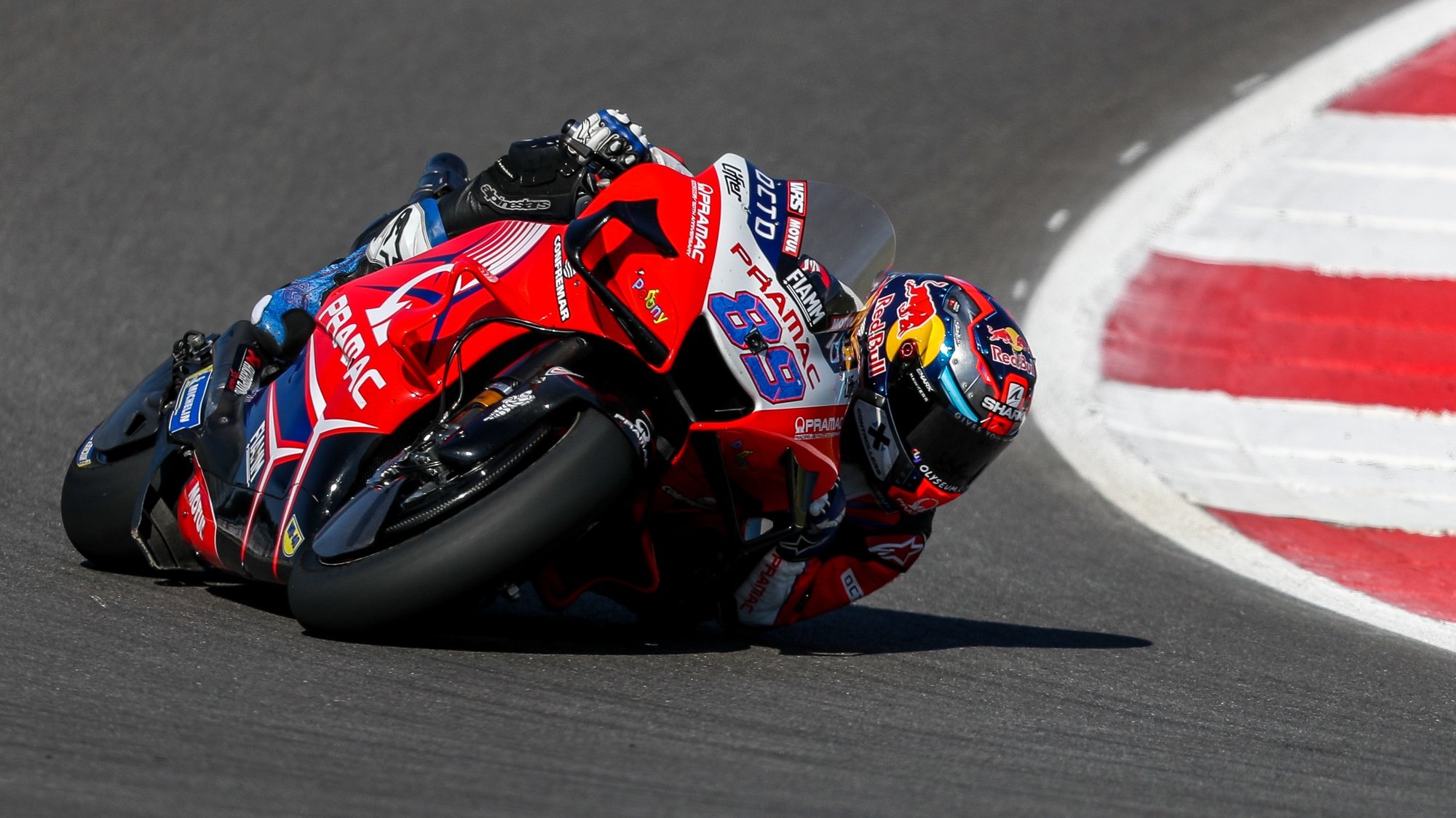 Spanish rider of Ducati Lenovo team, Jorge Martin, during the third MotoGP free training session for the Motorcycling Grand Prix of Portugal at Algarve International race track, south of Portugal, 17 April 2021. The Motorcycling Grand Prix of Portugal will take place on 18 April 2021.JOSE SENA GOULAO/LUSA