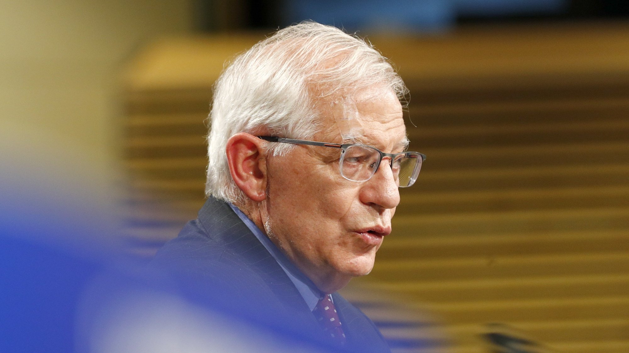 epa09275905 European High Representative of the Union for Foreign Affairs, Josep Borrell speaks during a news conference at the European Commission headquarters, in Brussels, Belgium, 16 June 2021.  EPA/JOHANNA GERON / POOL
