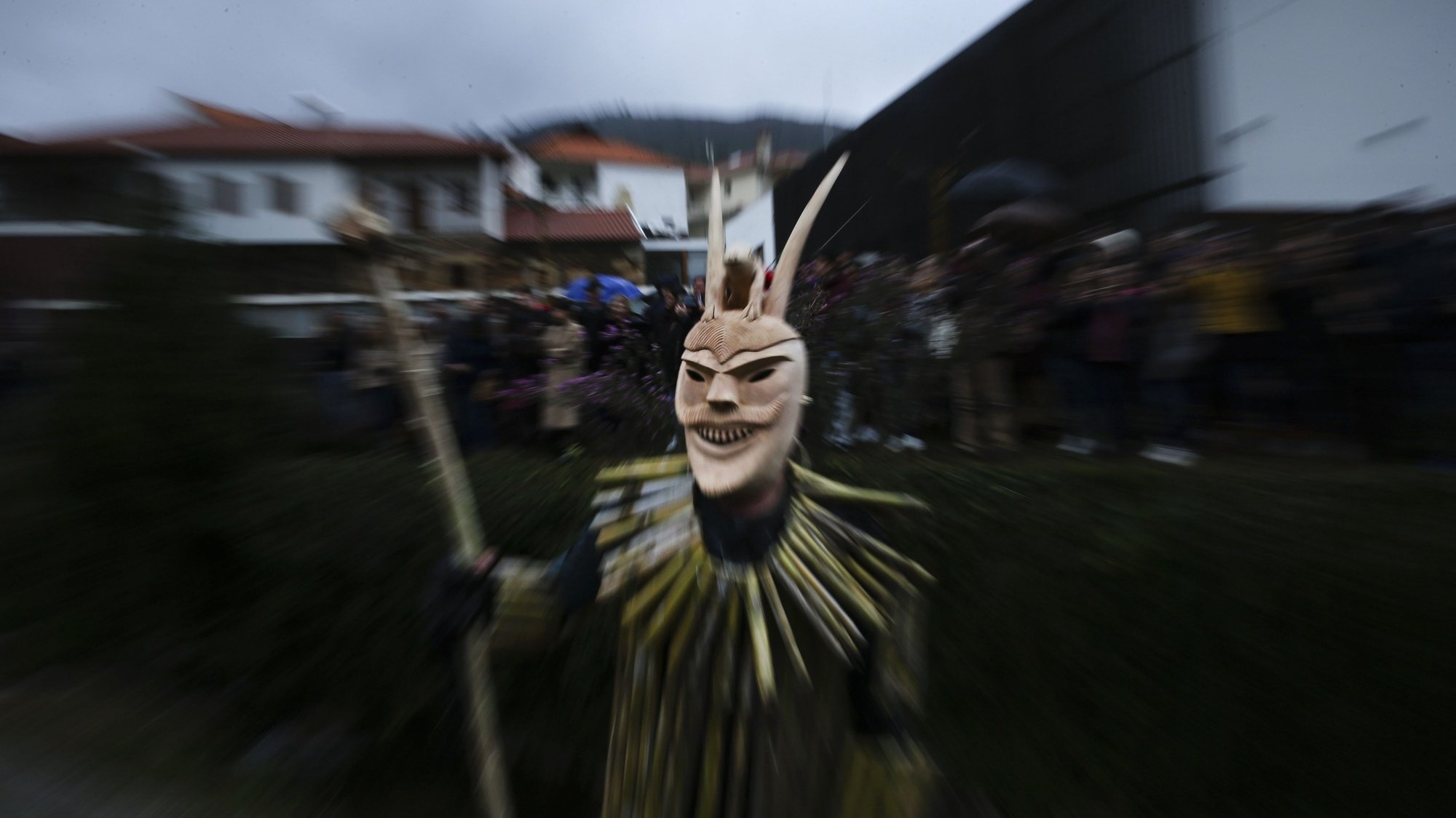 A careto, traditional Portuguese carnival caracter, participates in the caretos carnival parade in the village of Lazarim, Lamego, Portugal, 25th February 2020. NUNO ANDRE FERREIRA/LUSA
