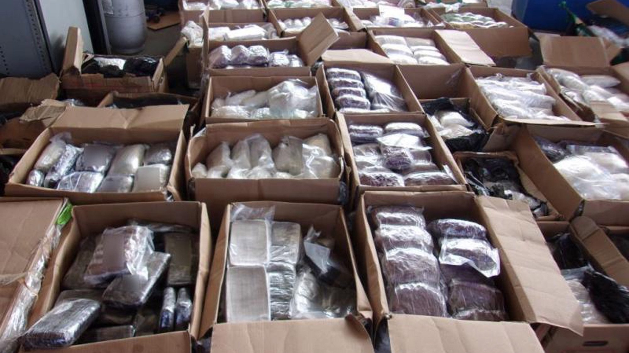 epa08737004 A handout photo made available by the US Customs and Border Protection agency shows illegal narcotics seized by law enforcement agents at the Otay Mesa Port of Entry in San Diego, California, USA, 09 October 2020 (issued 12 October 2020). According to media reports, officers from US Customs and Border Protection and US Department of Homeland Security seized over 3,014 pounds of methamphetamine, as well as heroin, fentanyl powder and pills, worth an estimated 7.2 million US dollar, inside a truck also loaded with medical supplies. The operation marked the second largest methamphetamine seizure along the southwestern border of the USA in the history of the US Customs and Border Protection agency.  EPA/US CUSTOMS AND BORDER PROTECTION  HANDOUT EDITORIAL USE ONLY/NO SALES