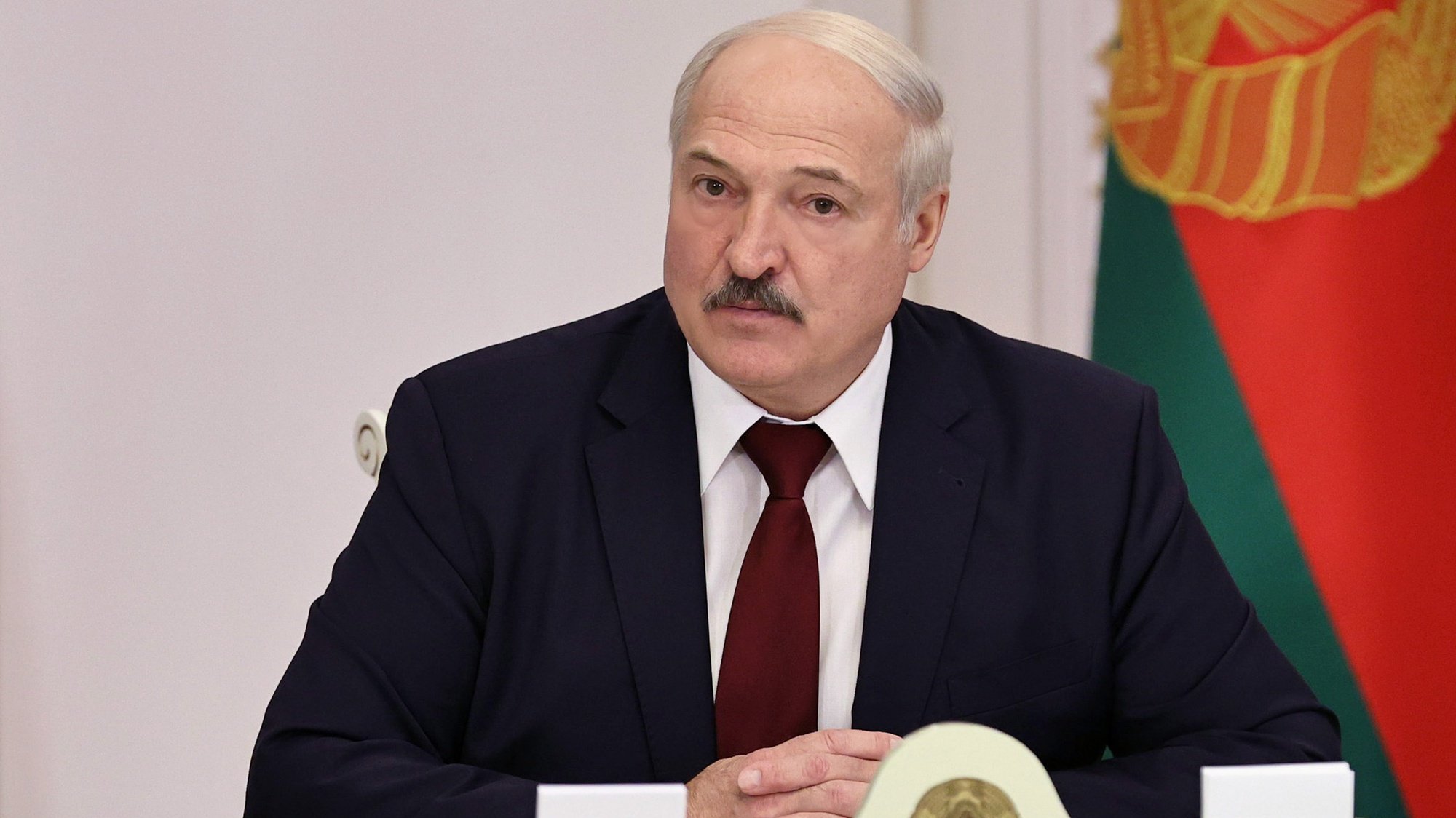 epa08778059 Belarusian President Alexander Lukashenko attends a meeting on preparations to the Sixth All Belarusian People&#039;s Assembly in Minsk, Belarus, 27 October 2020.  EPA/SERGEI SHELEG / BELTA POOL MANDATORY CREDIT