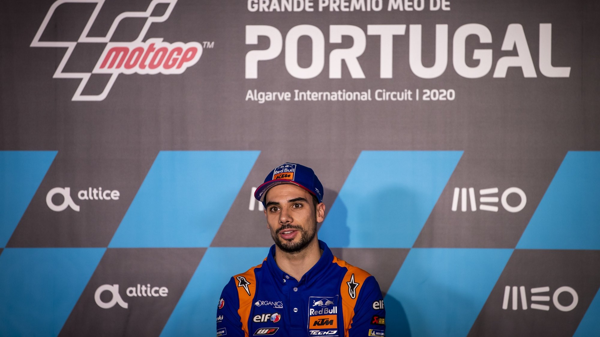 Portuguese rider Miguel Oliveira of the KTM Tech3 team attends a press conference at the Motorcycling Grand Prix of Portugal at Algarve International race track, south of Portugal, 19 November 2020. The Motorcycling Grand Prix of Portugal will take place on 22 November 2020. JOSE SENA GOULAO/LUSA