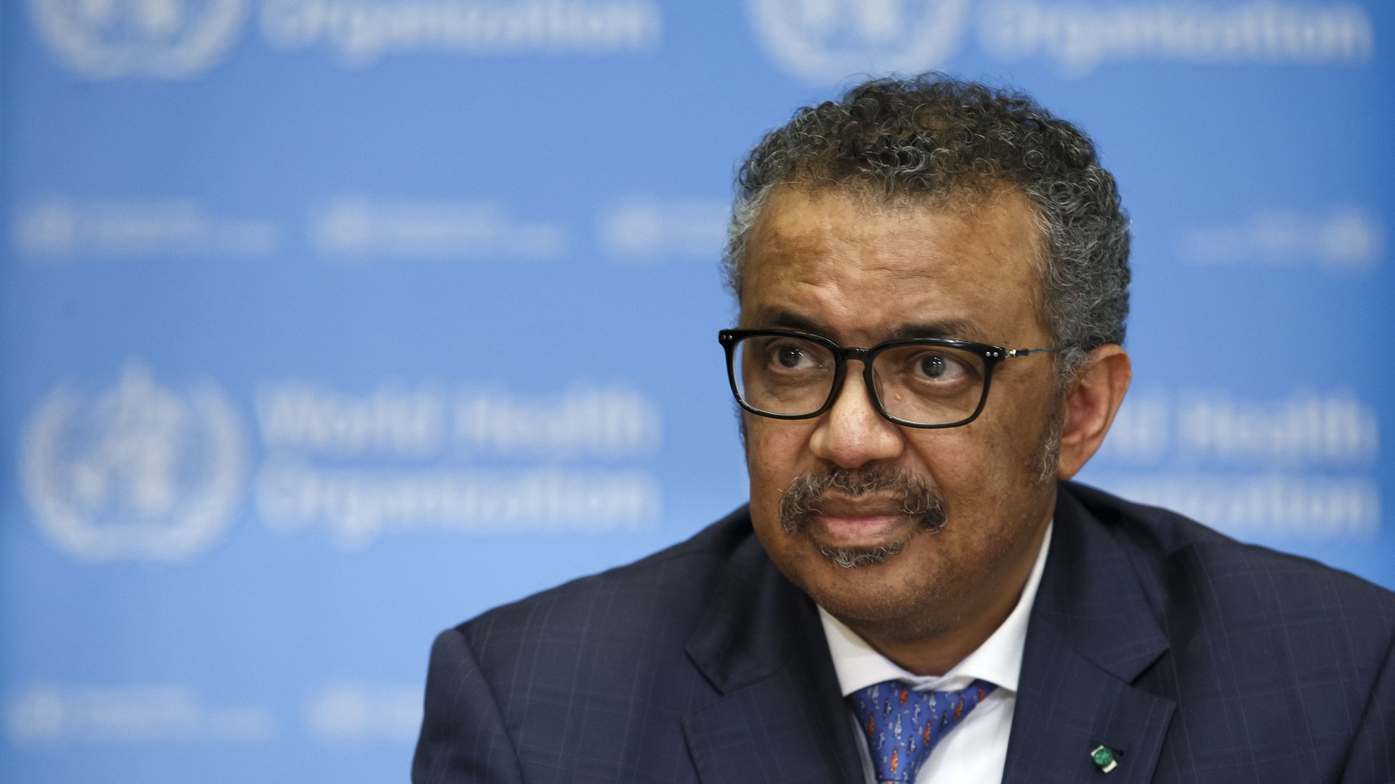 epa08824262 (FILE) - Tedros Adhanom Ghebreyesus, Director General of the World Health Organization (WHO), informs to the media about the update on the situation regarding the COVID-19 (previously named novel coronavirus (2019-nCoV)), during a press conference at the World Health Organization (WHO) headquarters in Geneva, Switzerland, 17 February 2020  (reissued 16 November 2020. According to media reports on 16 November 2020, the World Health Organization has recorded 65 cases of the coronavirus among staff based at its headquarters, including at least one cluster of infections.  EPA/SALVATORE DI NOLFI   EDITORIAL USE ONLY/NO SALES/NO ARCHIVES