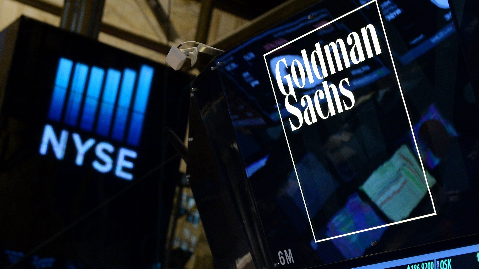 O logotipo do banco norte-americano Goldman Sachs em Nova Iorque, EUA, 15 de julho de 2014