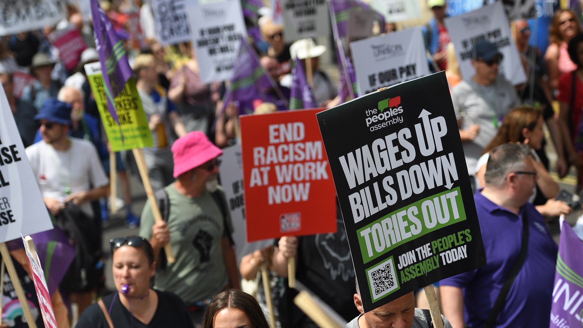 Thousands of people march in London against rising cost of living