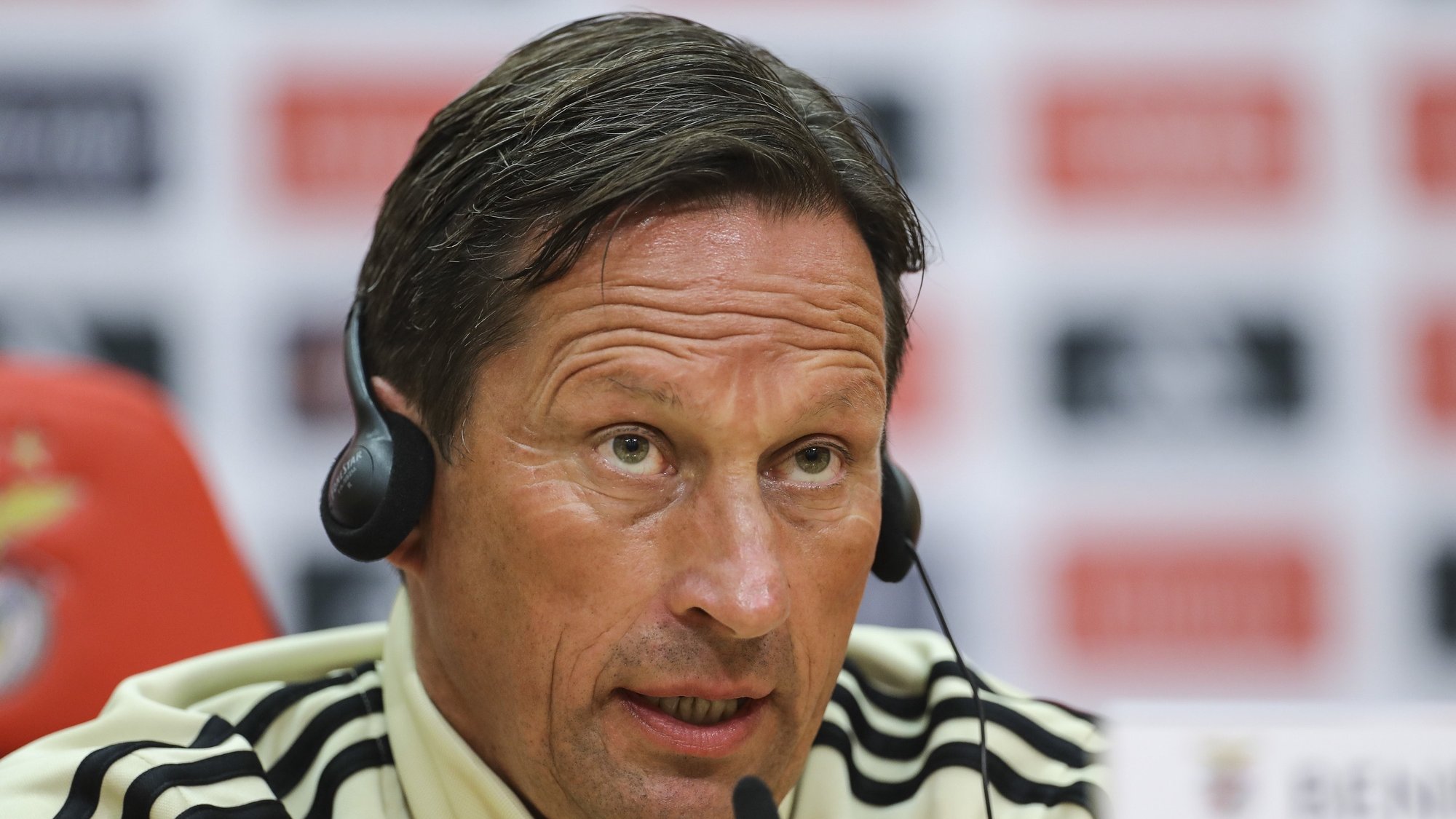 Benfica&#039;s head coach Roger Schmidt during a press conference at Benfica Training campus prior to tomorrow 2st leg of the UEFA Champions League 3rd qualifying round against FC Midtjylland, Seixal, Portugal, 8 of August 2022. MIGUEL A. LOPES/LUSA
