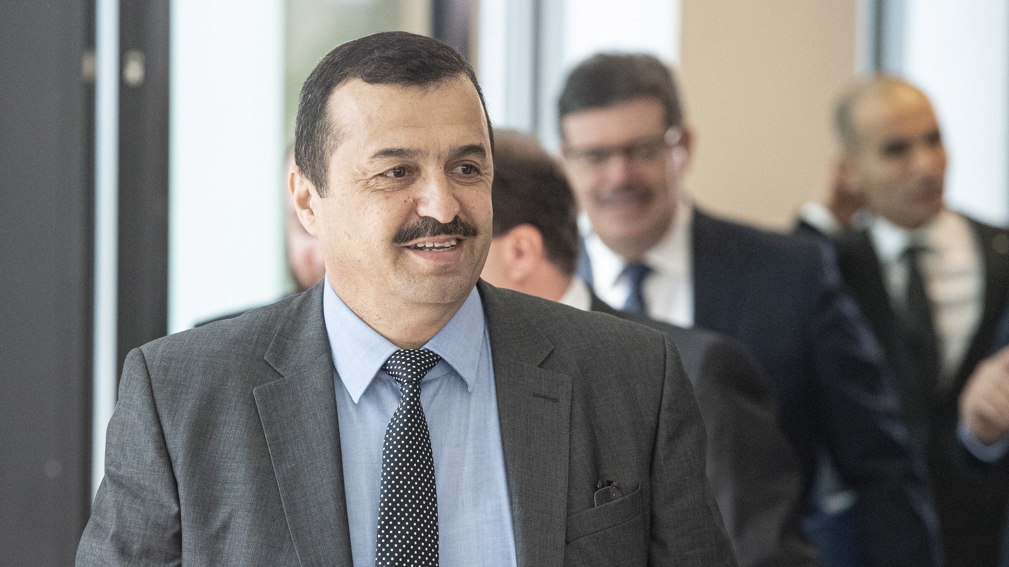 epa07686680 Mohamed Arkab, Energy Minister of Algeria, arrives for the 15th Meeting of the Joint Ministerial Monitoring Committee (JMMC) of Organization of Petroleum Exporting Countries (OPEC) meeting at the OPEC head quarters in Vienna, Austria, 01 July 2019.  EPA/CHRISTIAN BRUNA