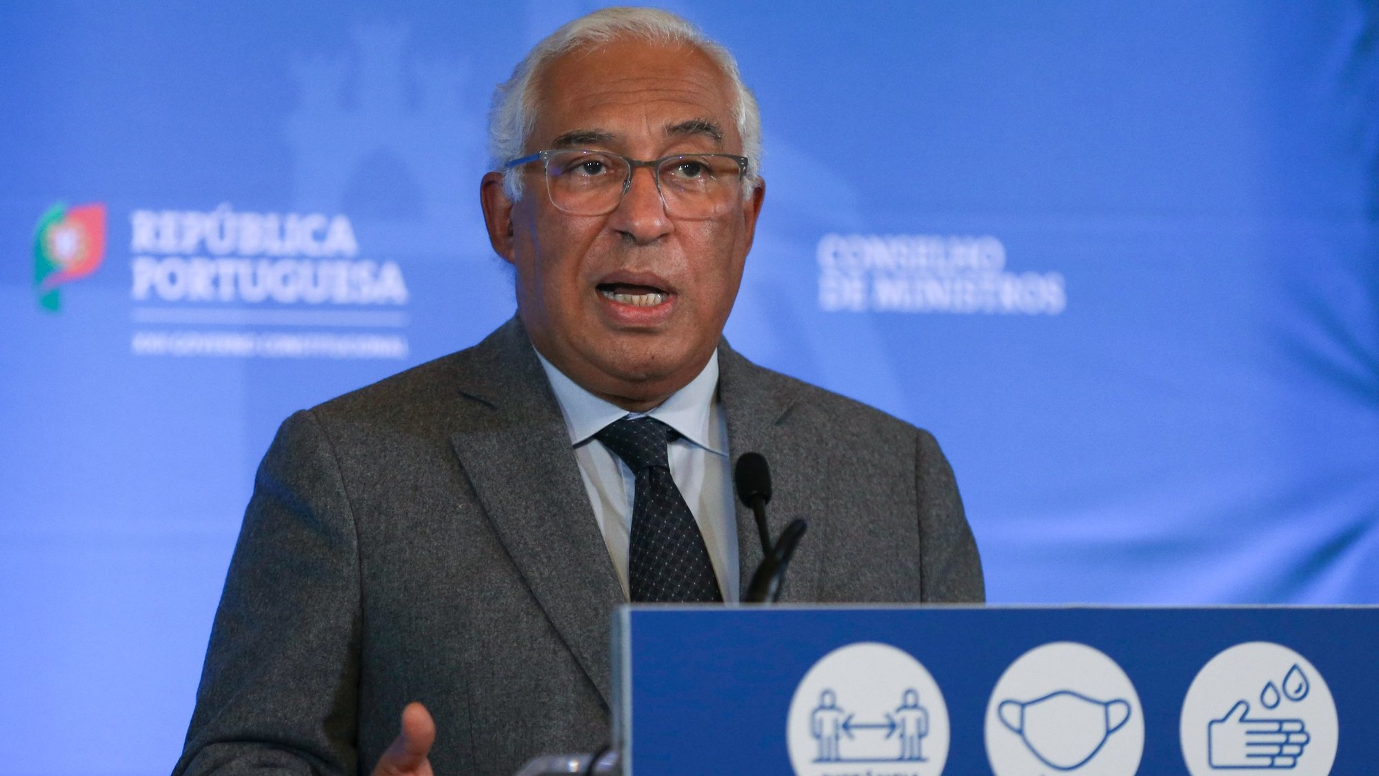 Portuguese Prime Minister Antonio Costa speaks to announce the new measures during the briefing of the Council of Ministers Meeting, at Palacio da Ajuda, in Lisbon, Portugal, 25 November 2021. In Portugal, since March 2020, 18,385 people have died and 1,133,241 cases of infection have been counted, according to data from the Directorate-General of Health. MANUEL DE ALMEIDA/LUSA