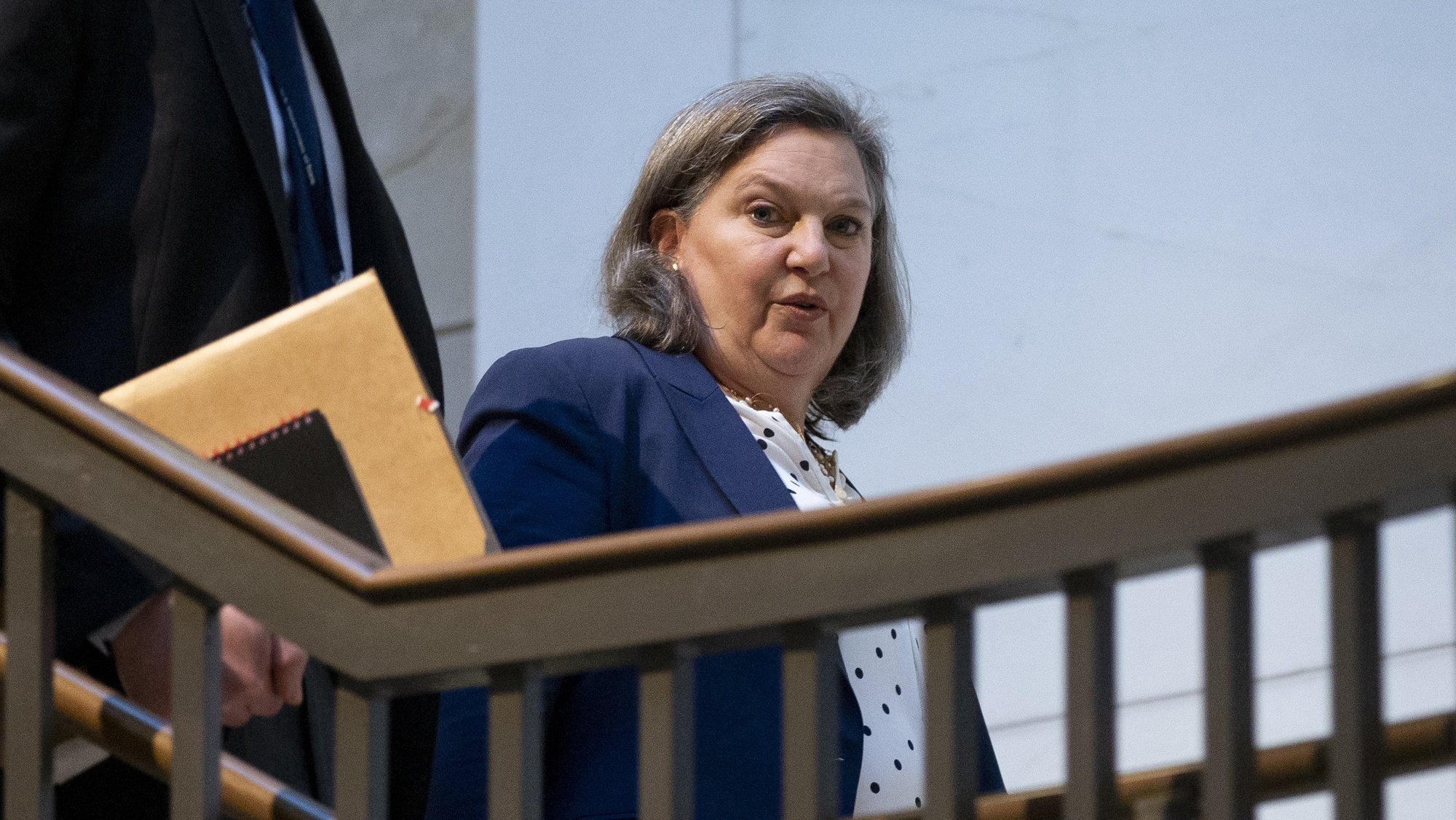 epa09808764 US Under Secretary of State for Political Affairs Victoria Nuland arrives to give a closed briefing to Senate Foreign Relations Committee members on the Russian invasion of Ukraine, on Capitol Hill in Washington, DC, USA, 07 March 2022.  EPA/MICHAEL REYNOLDS