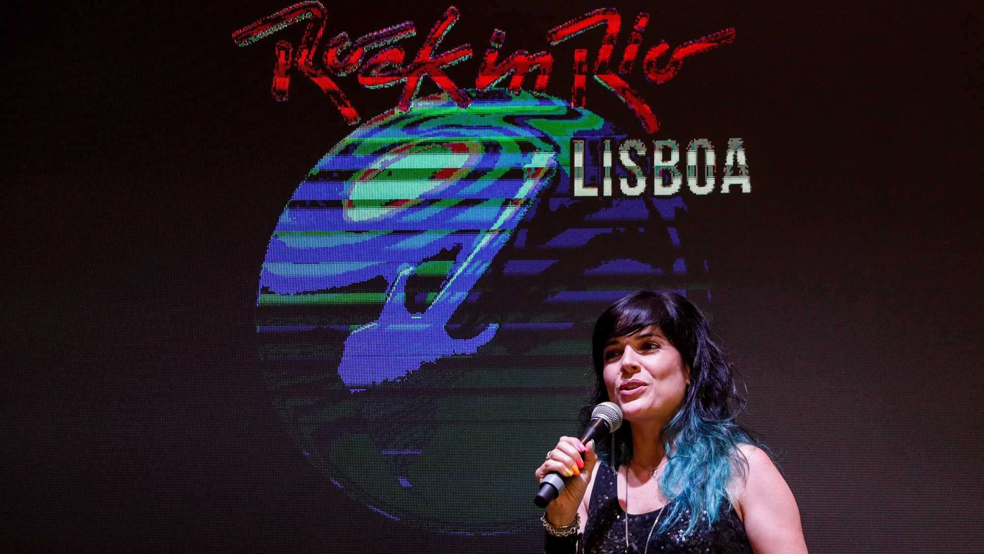 A vice-presidente executiva do festival Rock in Rio, Roberta Medina, fala à imprensa durante a apresentação do evento em Lisboa, 07 de junho de 2022. O festival terá lugar nos dias 18, 19, 25 e 26 de junho. TIAGO PETINGA/LUSA