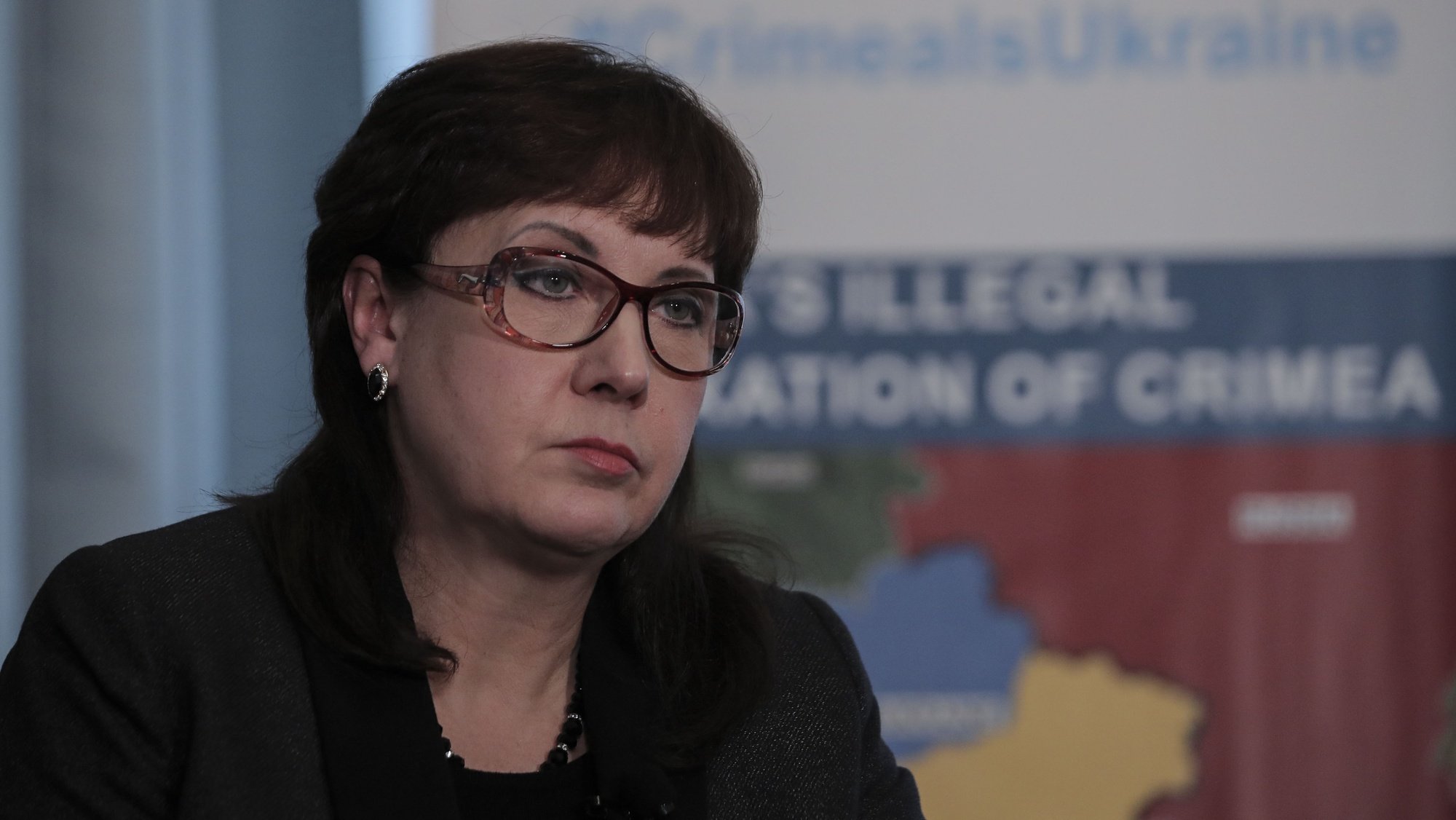 A embaixadora da Ucrânia em Portugal, Inna Ohnivets, durante a entrevista à Agência Lusa,  em Lisboa, 22 de abril de 2022. (ACOMPANHA TEXTO DO DIA 24 DE ABRIL DE 2022) ANTÓNIO COTRIM/LUSA
