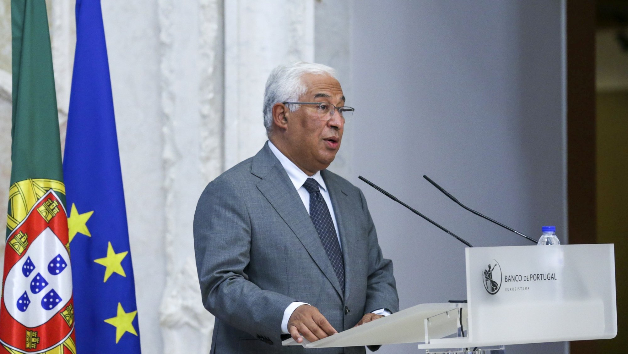 O primeiro-ministro, António Costa, durante a sessão solene comemorativa do 175.º aniversário do Banco de Portugal na sede da instituíção em Lisboa, 03 de novembro de 2021. TIAGO PETINGA/LUSA