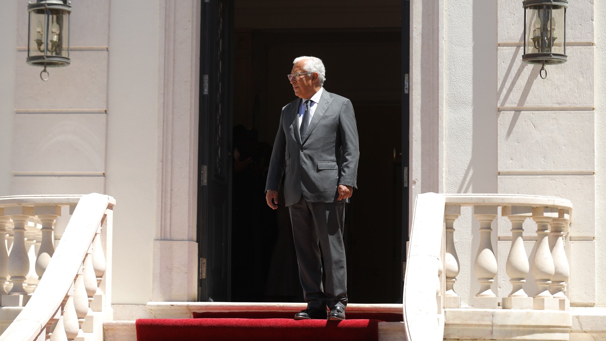 Portugal&#039;s Prime Minister Antonio Costa (R) waits for Nigeria&#039;s President Muhammadu Buhari (not seen) before a meeting at Sao Bento Palace in Lisbon, Portugal, 01 July 2022. MIGUEL A. LOPES/LUSA