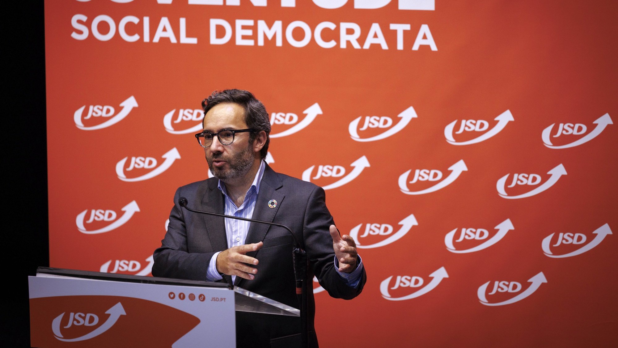 Jorge Moreira da Silva, candidato à liderança do Partido Social Democrata (PSD), intervém no Conselho Nacional da Juventude Social Democrata (JSD), em Chaves, 21 de maio de 2022. PEDRO SARMENTO COSTA/LUSA