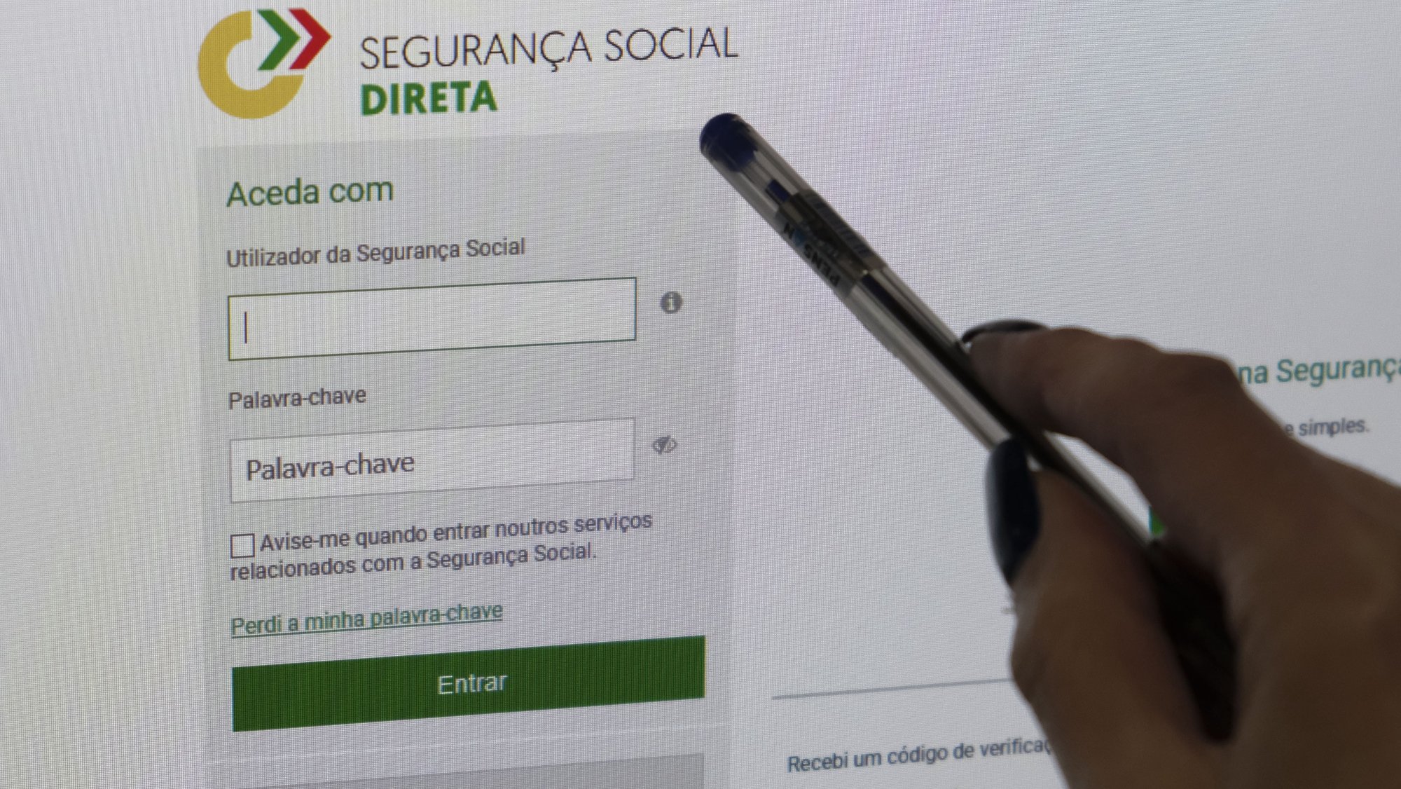 Página da segurança social direta , 08 de abril de 2022. ANTÓNIO COTRIM/LUSA