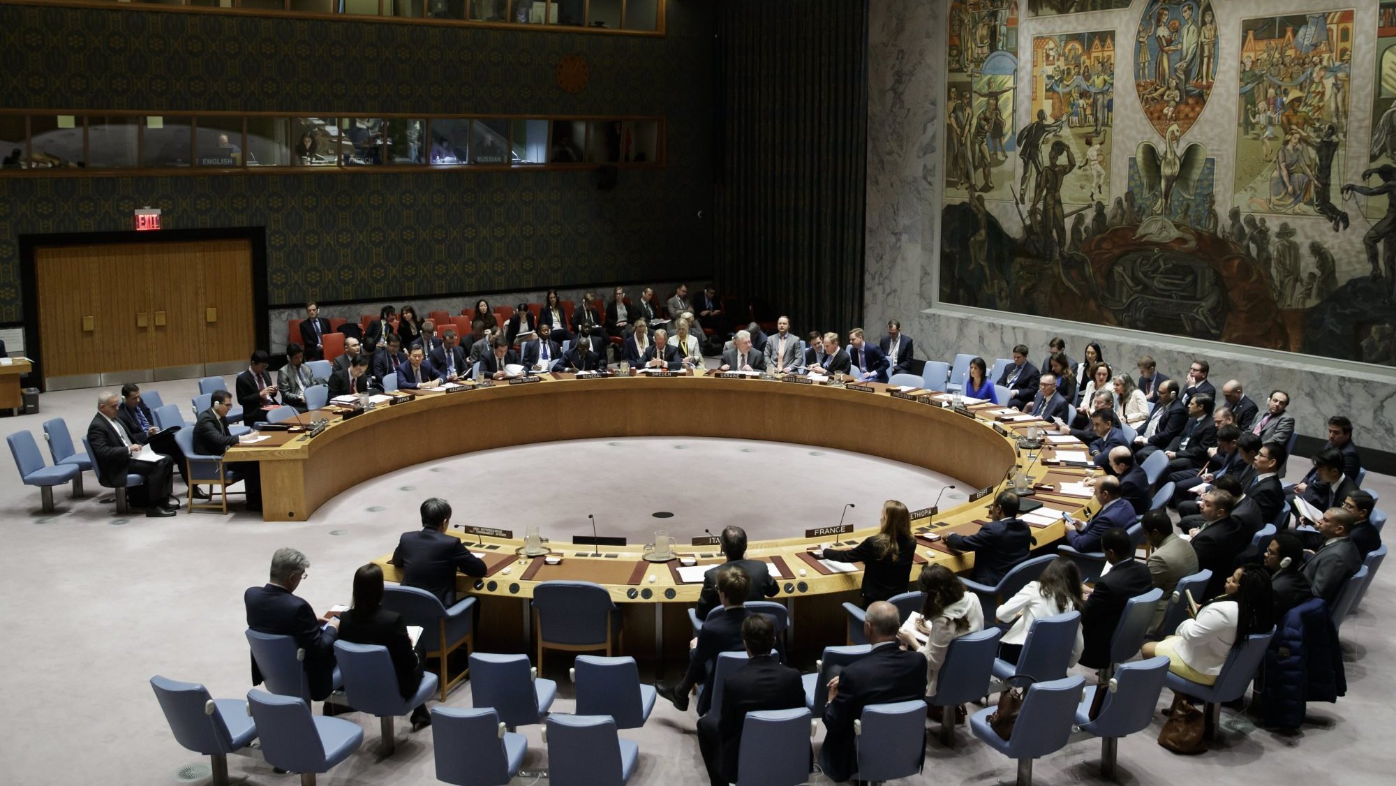 O Conselho de Segurança da ONU reúne os estados em Nova Iorque, no dia 5 de abril de 2017