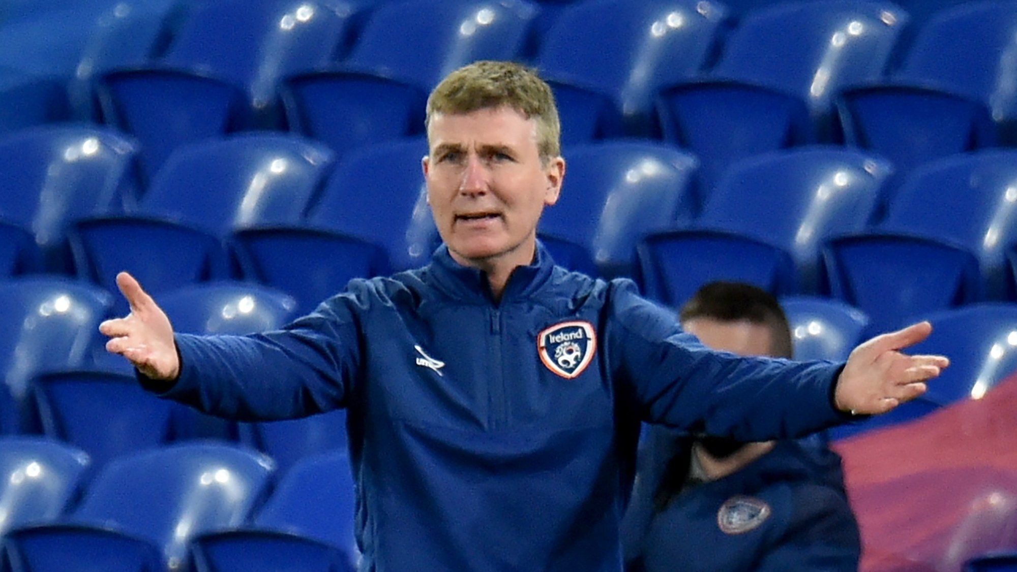 epa08822705 Ireland&#039;s manager Stephen Kenny during the UEFA Nations League soccer match between Wales and Ireland at the Cardiff City stadium in Cardiff, Britain, 15 November 2020.  EPA/PETER POWELL