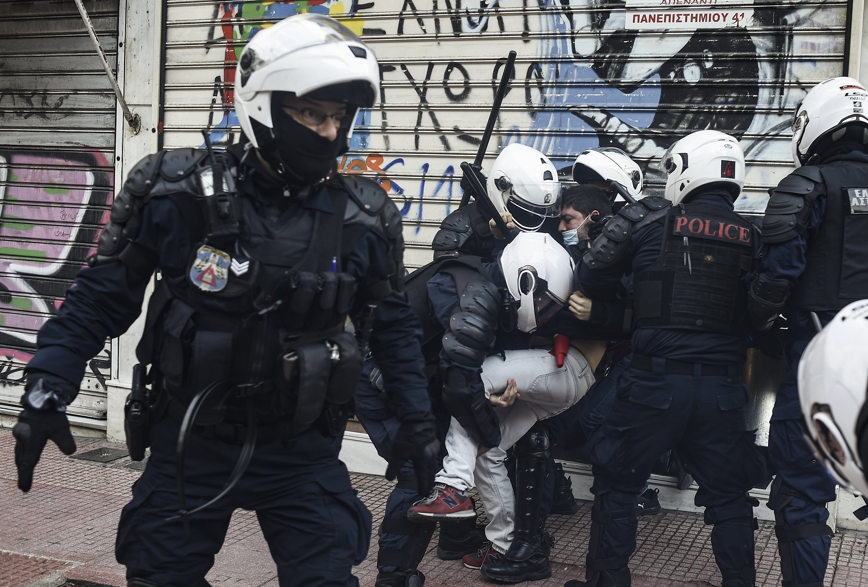 Police intervention to the 47th anniversary of Athens Polytechnic uprising demo in Athens