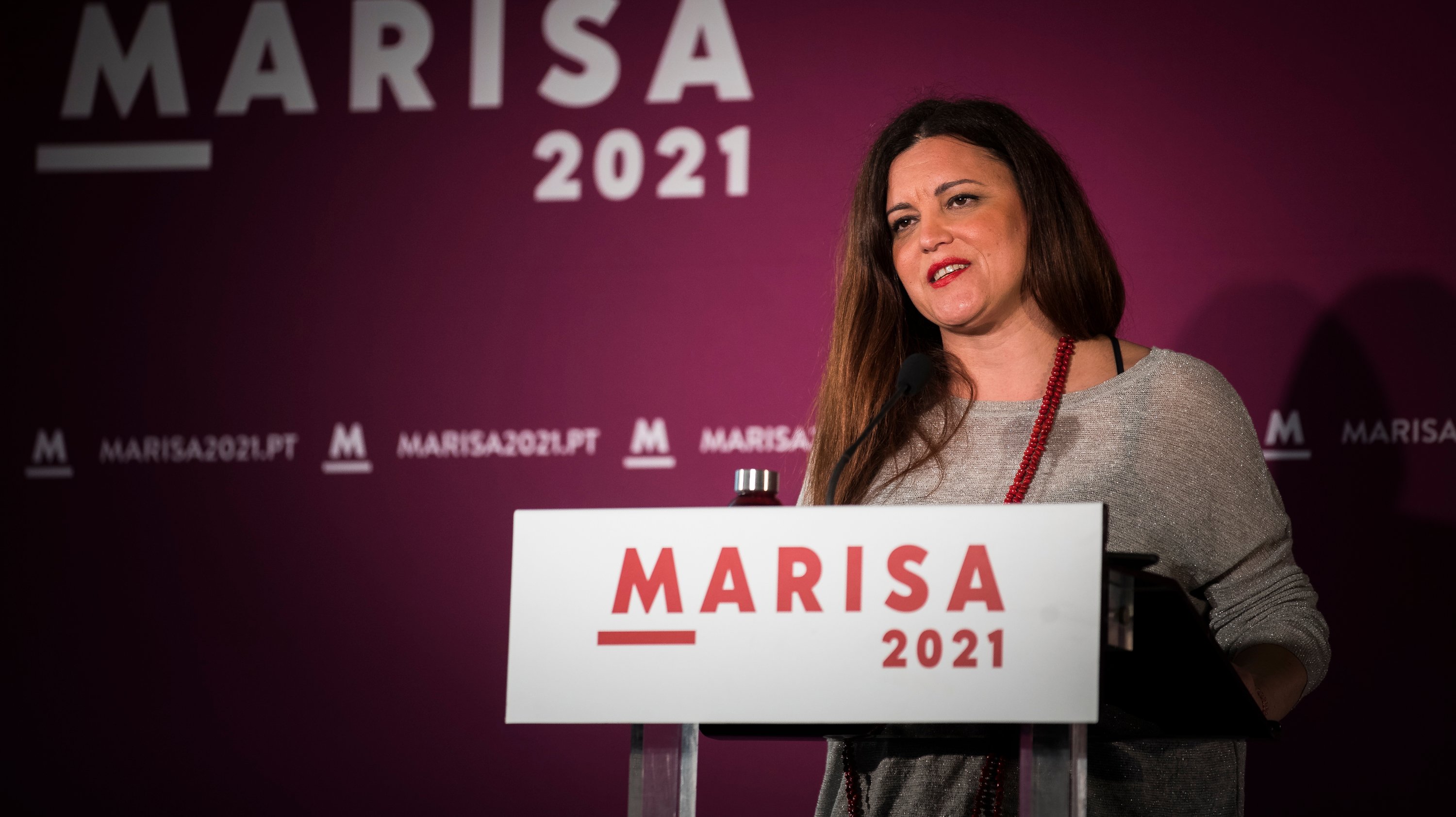 Marisa Matias na sede de campanha após a divulgação dos resultados