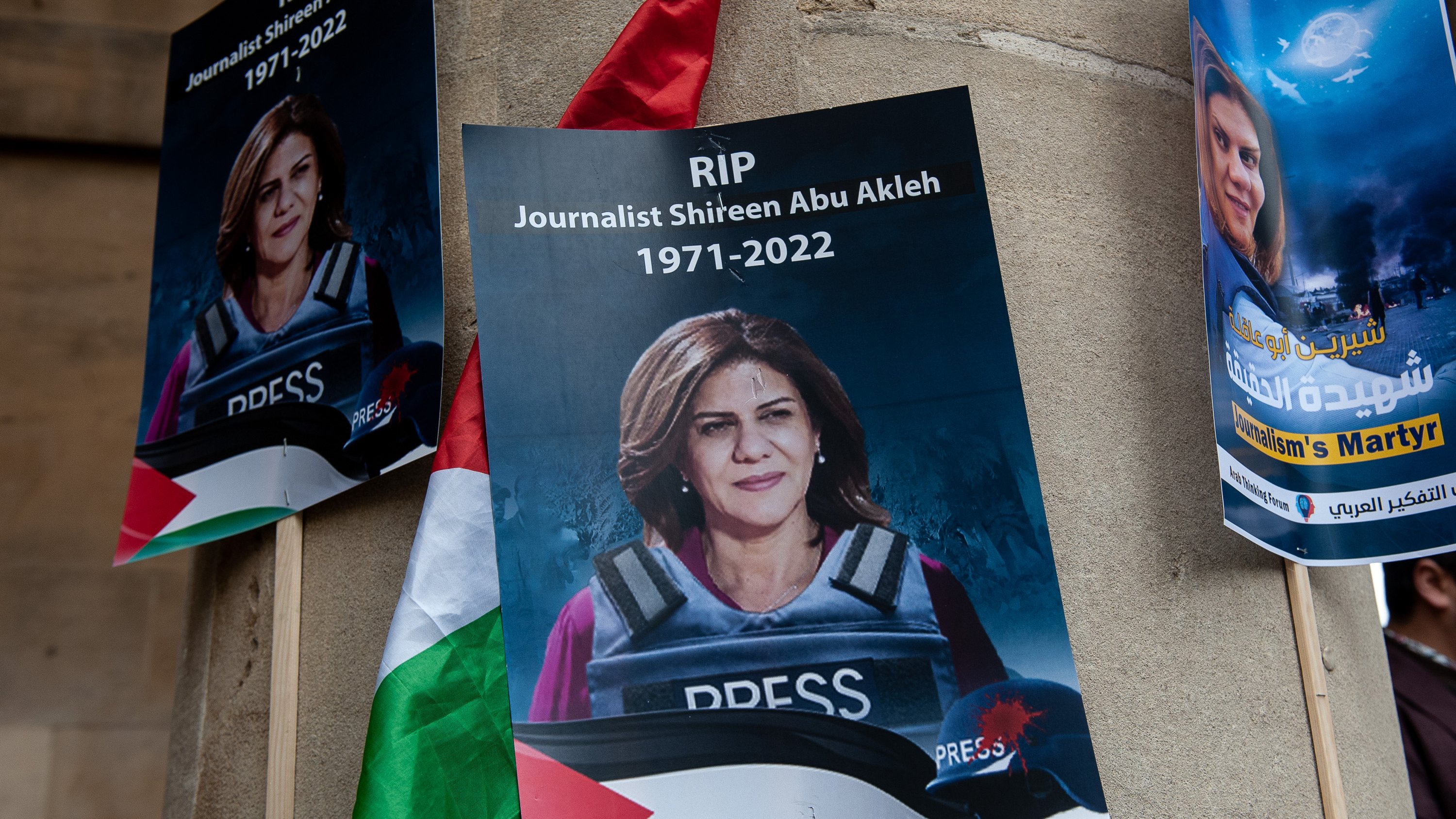 Protest At The Killing Of Al Jazeera Reporter Shireen Abu Akleh In London
