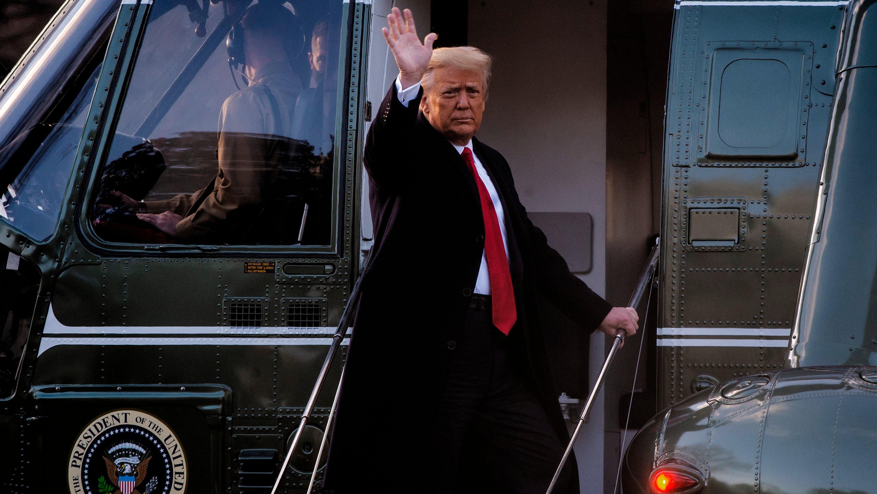 President Donald Trump departs the White House for the last time, on January 20 in Washington, DC.