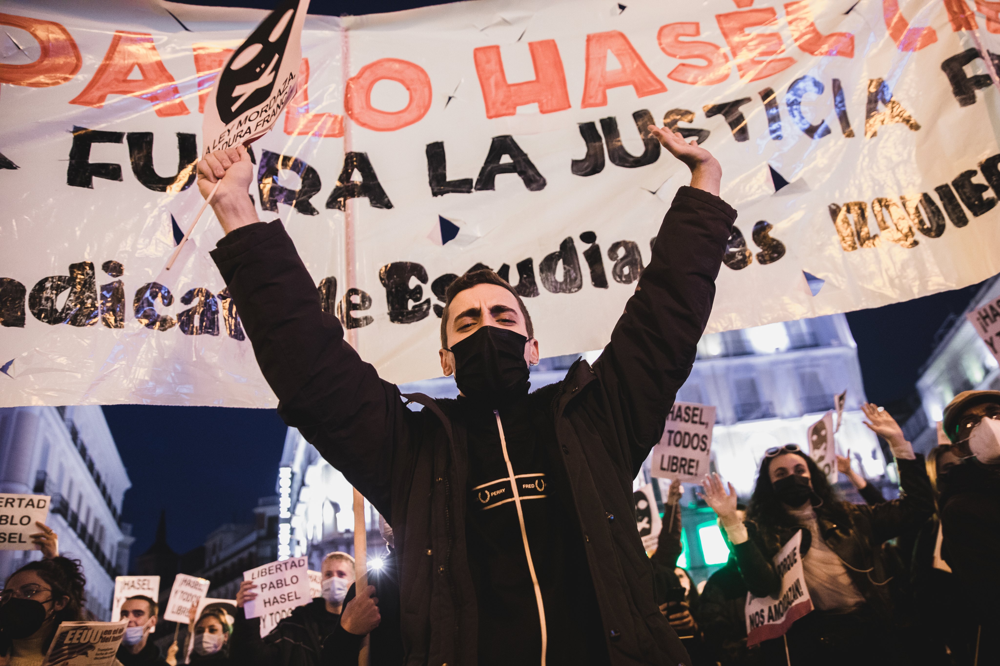 Protest Against The Sentence Of Catalan Rapper Pablo Hasel in Spain