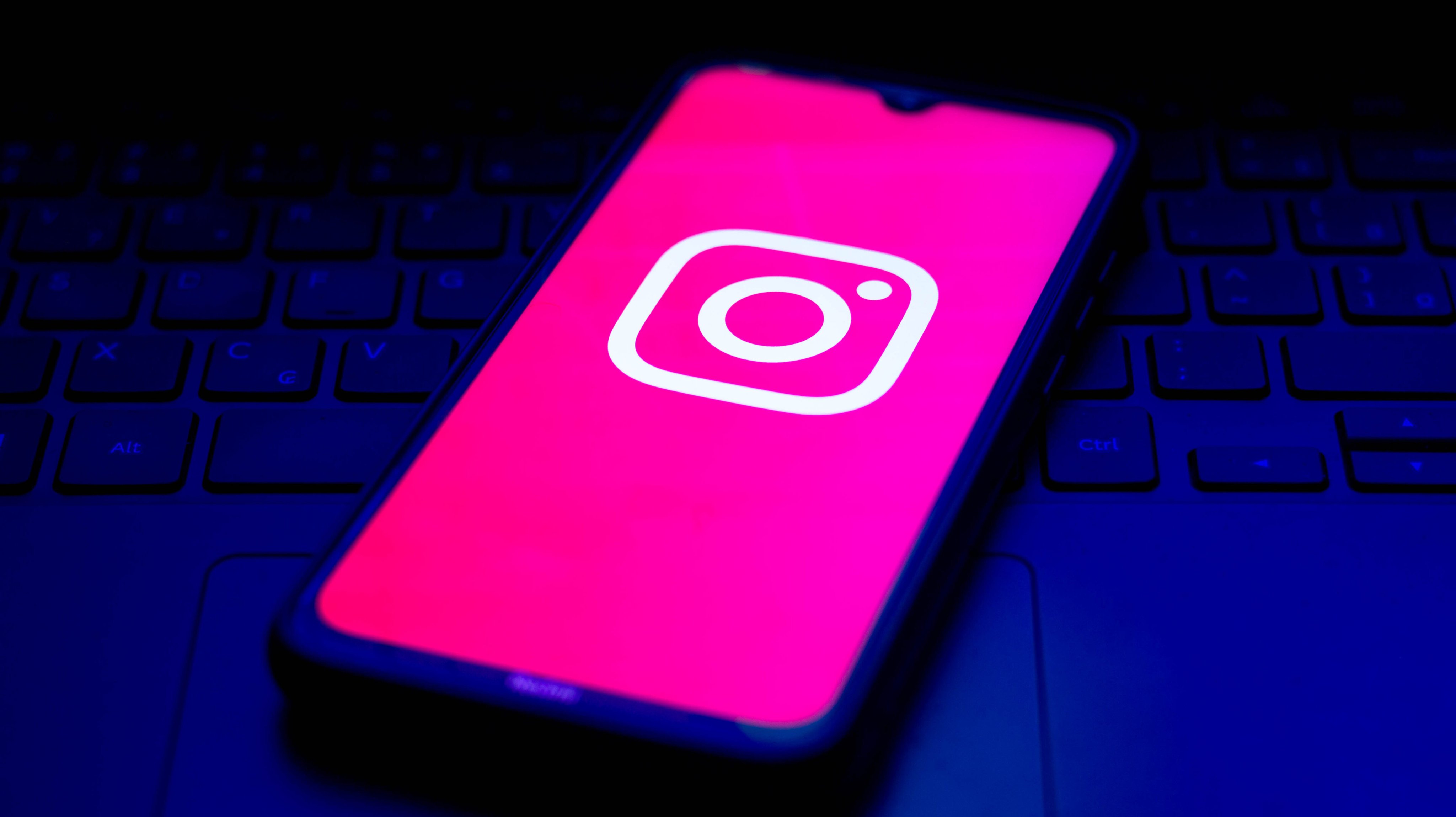 In this photo illustration the Instagram logo seen displayed