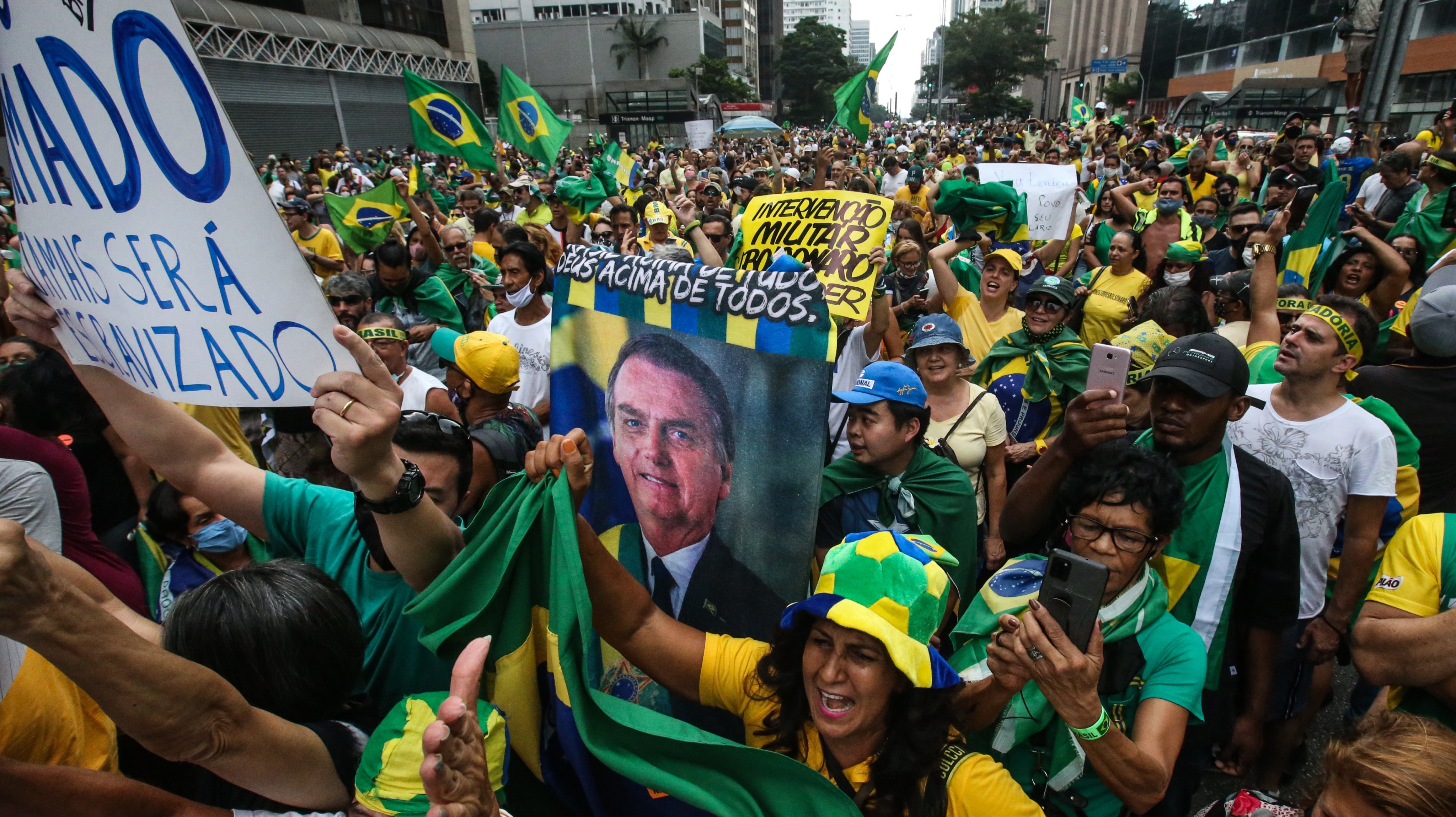 Caravan of Supporters of President Jair Bolsonaro in Sao Paulo