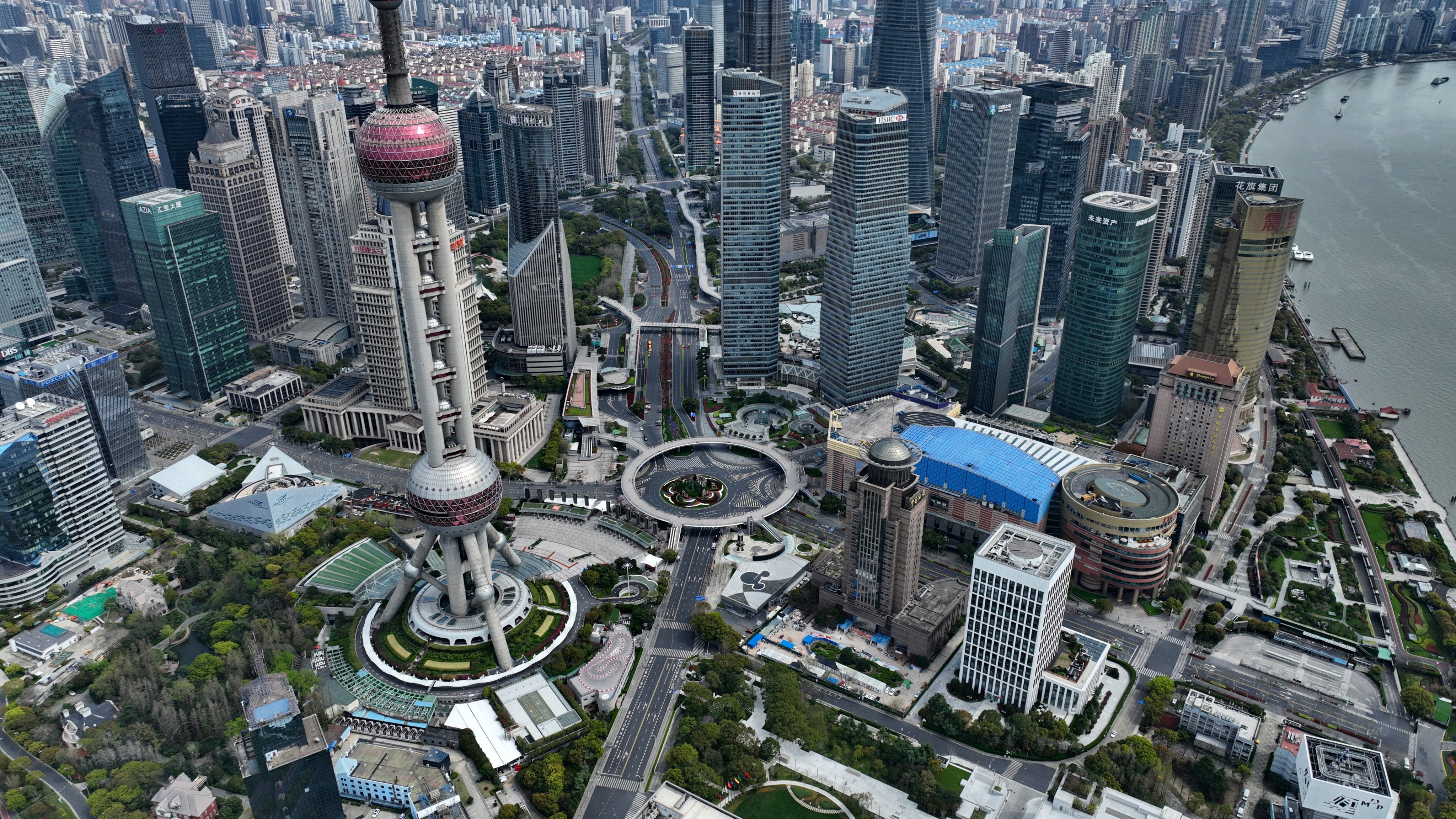 Vista aérea da cidade de Xangai, que entrou num novo confinamento
