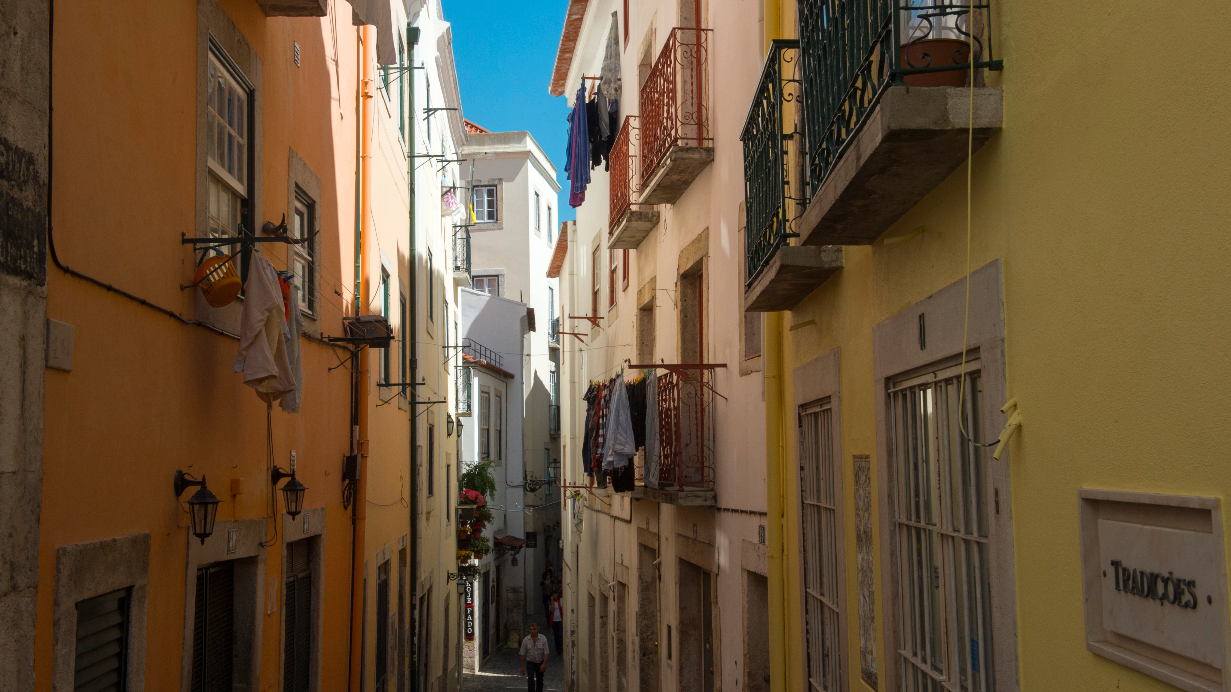 Street scene in the traditional Alfama, the old quarter of,
