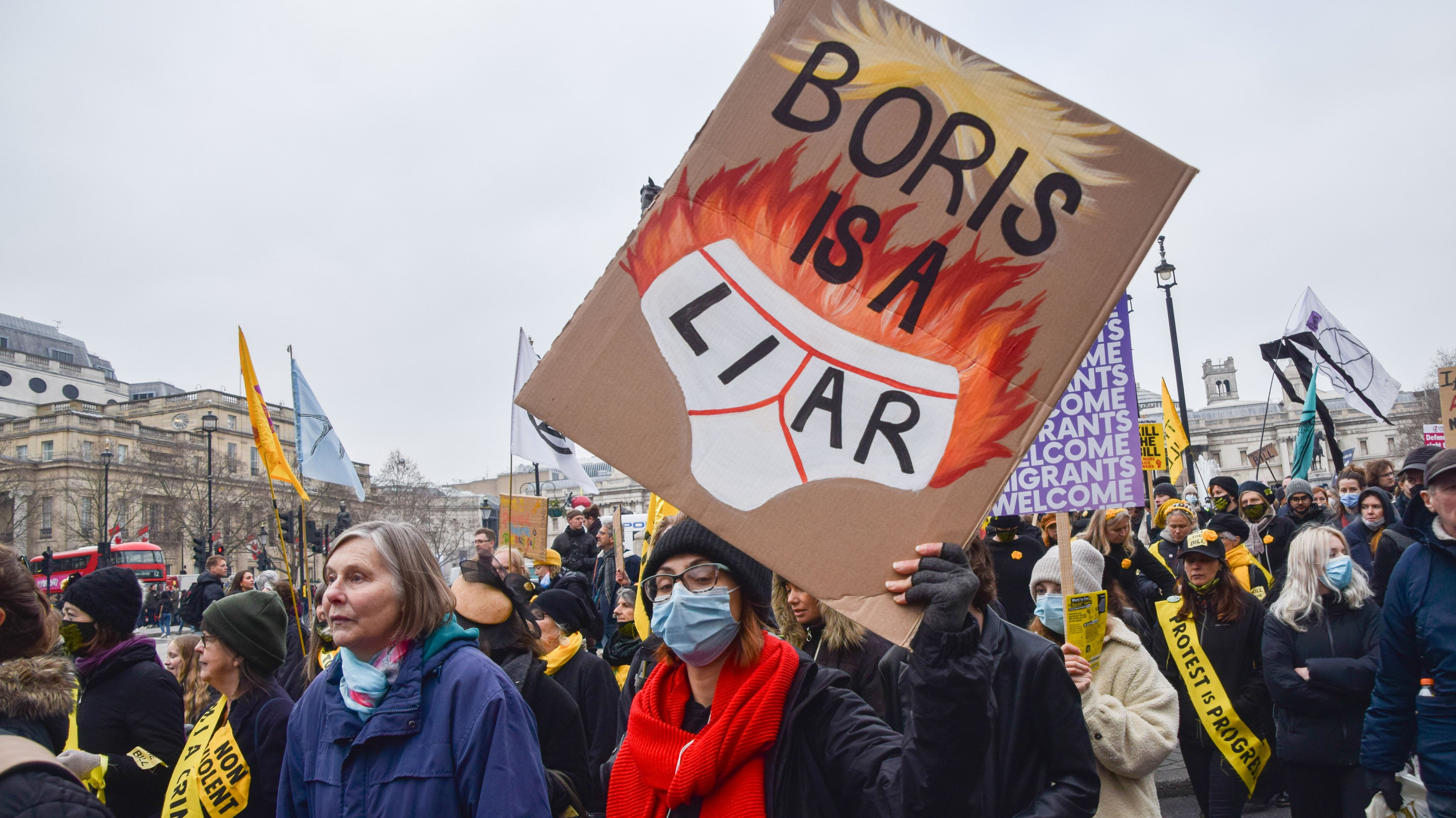 Manifestantes protestam contra Boris Johnson em Londres
