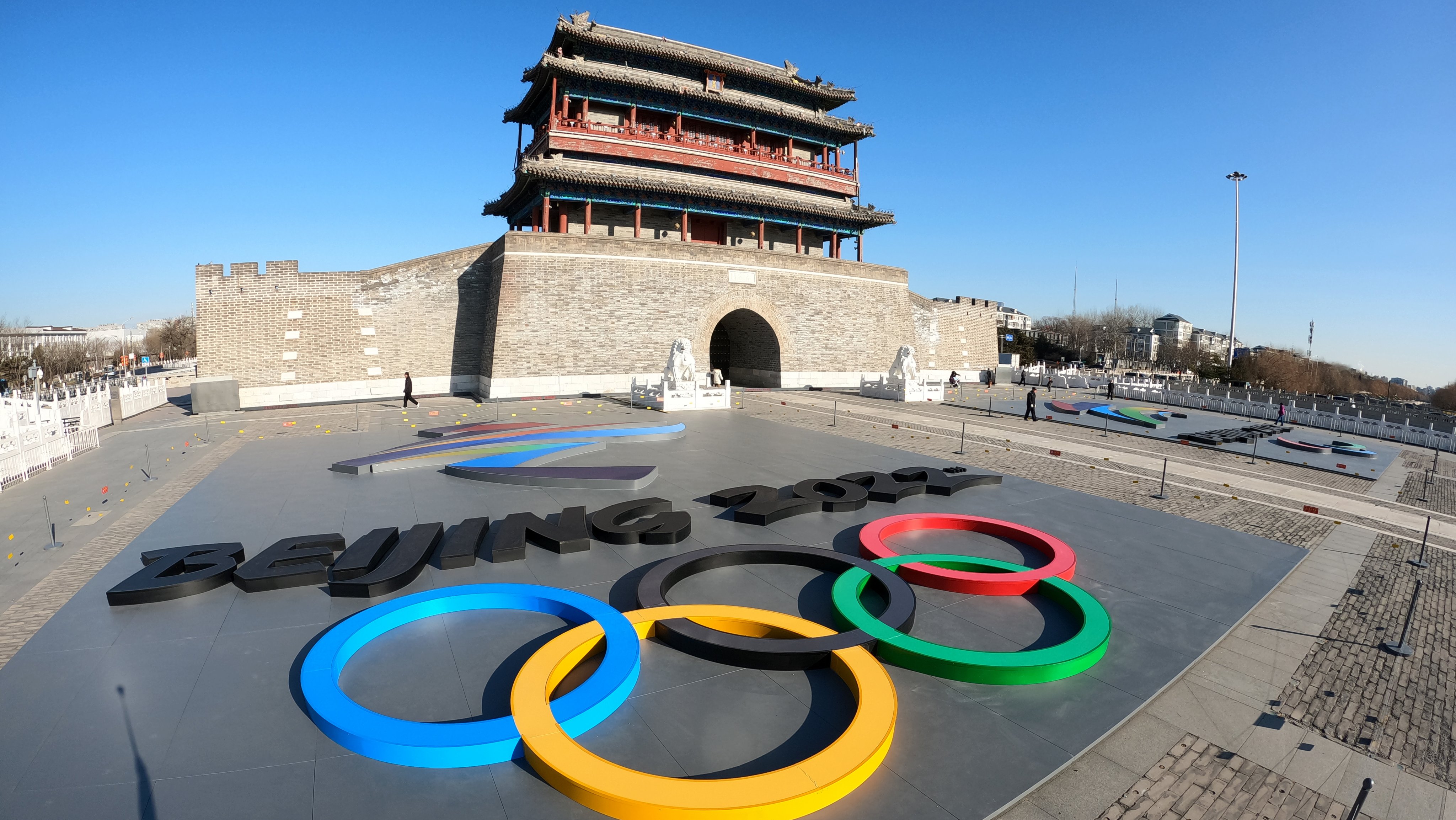 Beijing 2022 Emblems Show Up At Landmark Yongdingmen