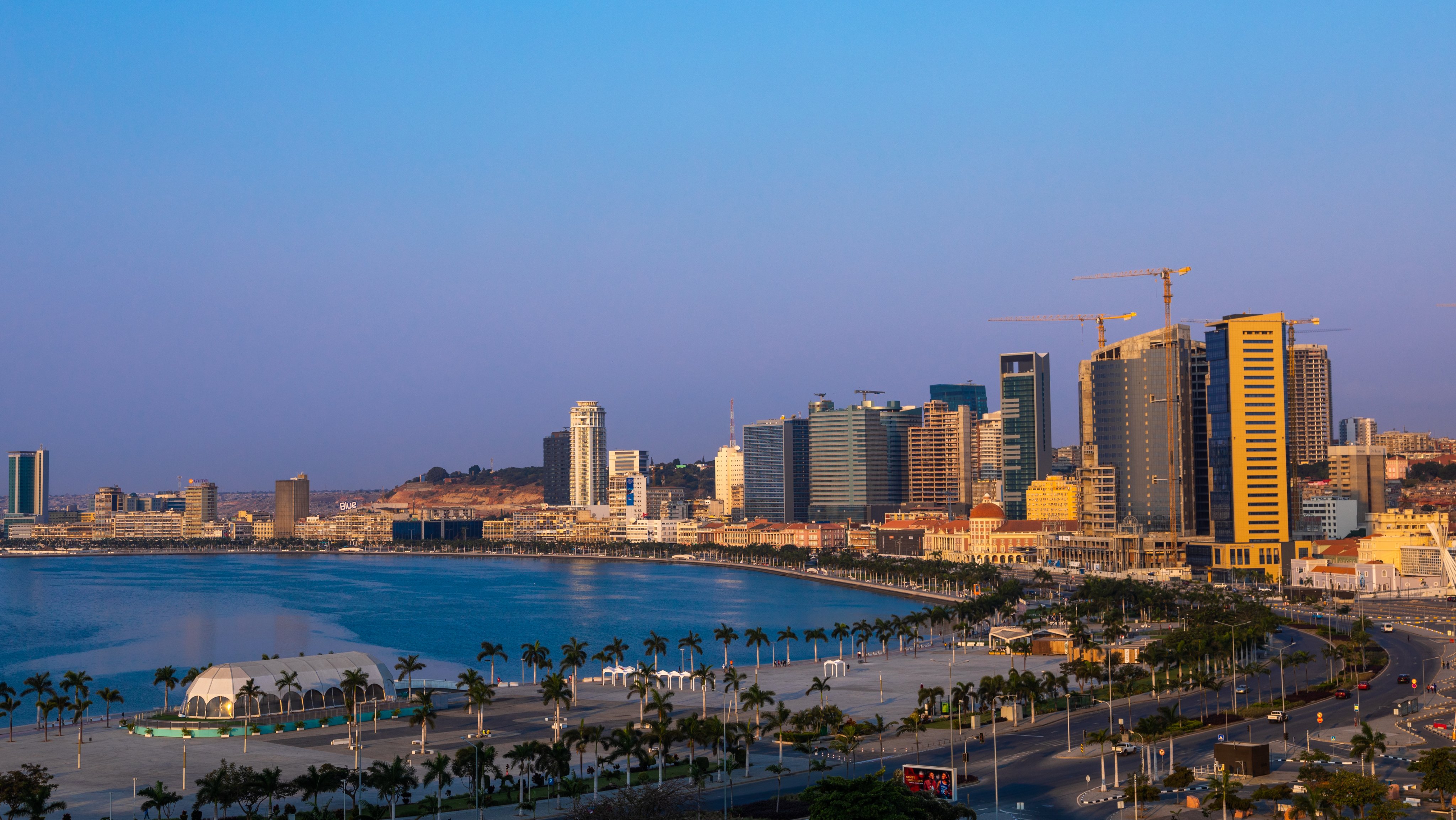 View over the new Marginal promenade called avenida 4 de fevereiro, Luanda Province, Luanda, Angola