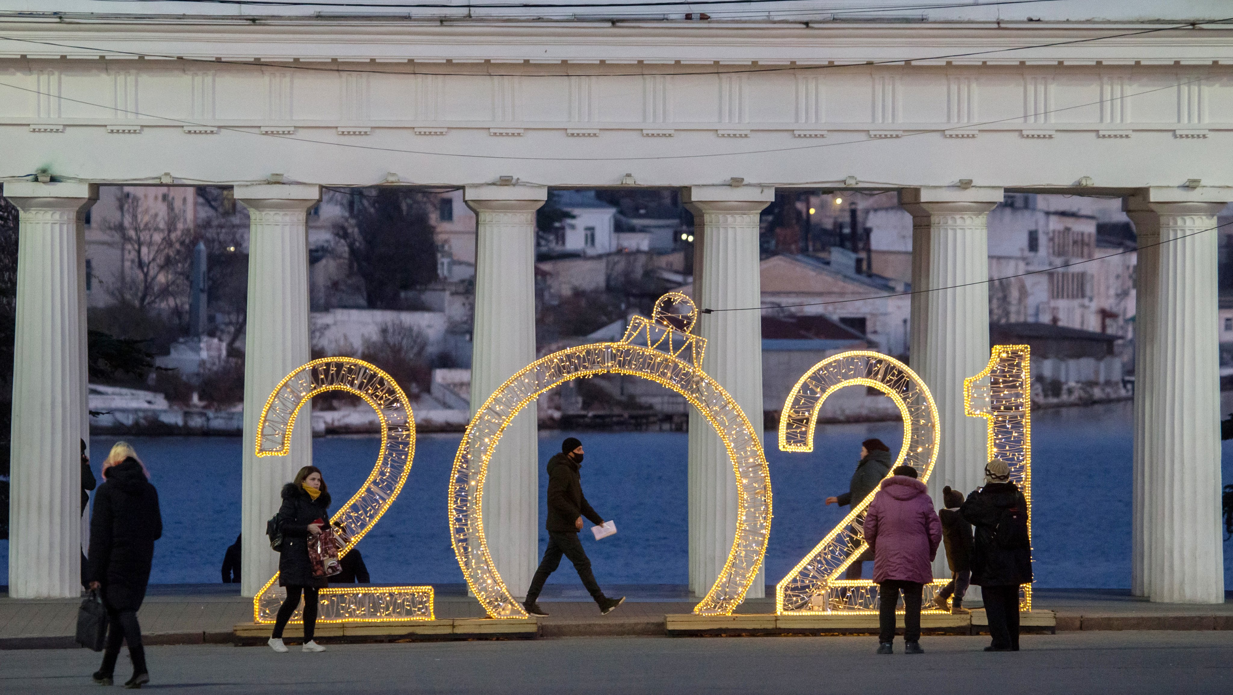 Russian city of Sevastopol decorated for winter holidays