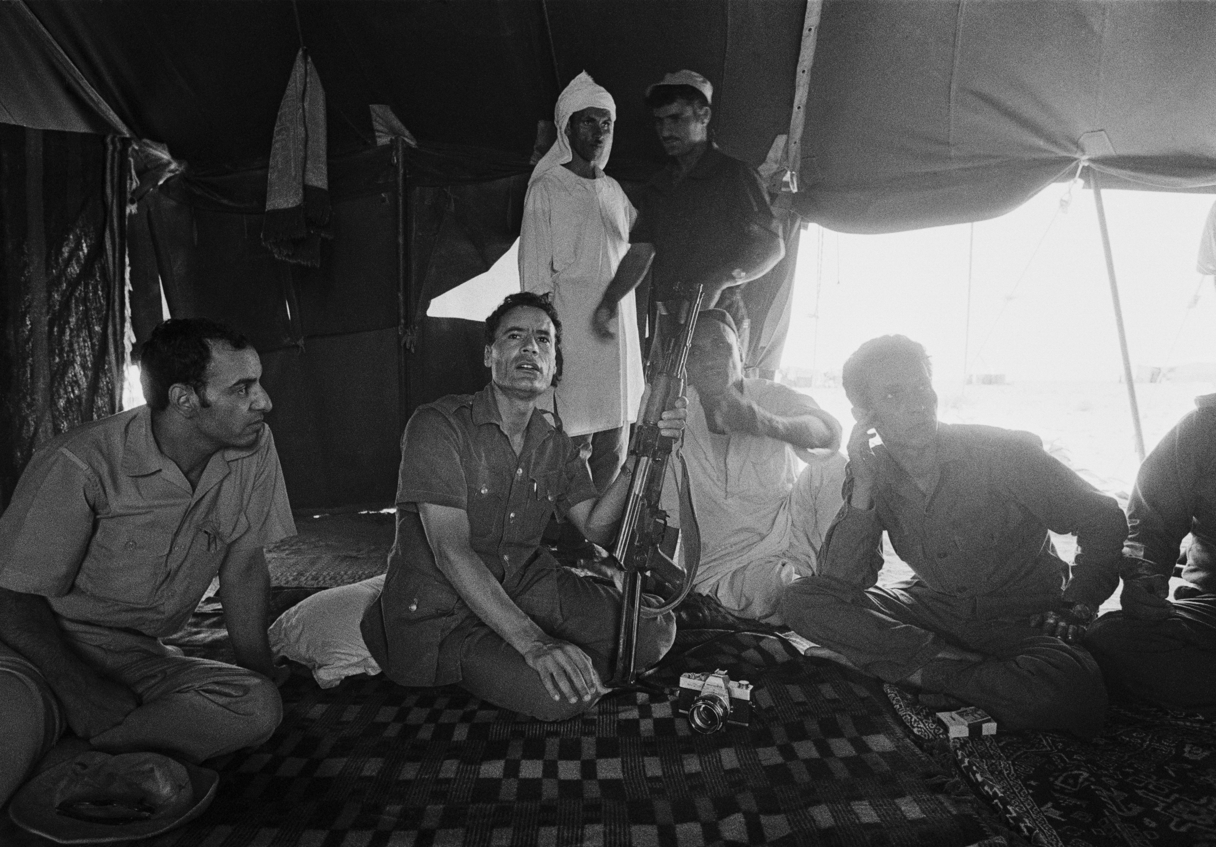 Libyan Leader Qaddafi in Tent in Syrtes Desert