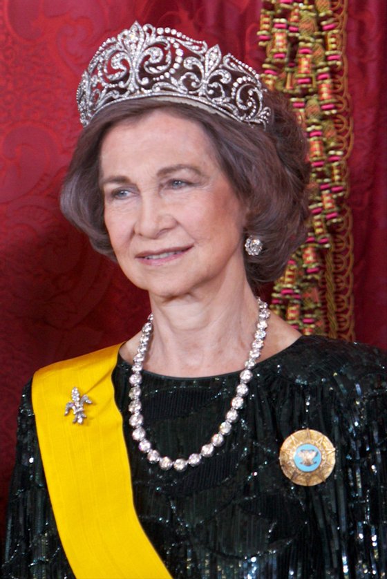 MADRID, SPAIN - JUNE 09:  Queen Sofia of Spain attends a Dinner in honour of Mexican President Enrique Pena Nieto at The Royal Palace on June 9, 2014 in Madrid, Spain.  (Photo by Pool/Getty Images)