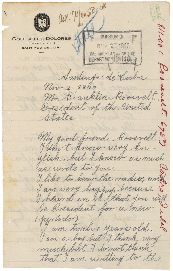 Letter from Fidel Castro to FDR, 1940, pg1 00968_2003_001