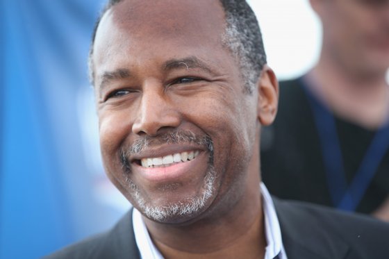 BOONE, IA - JUNE 06: Republican presidential hopeful Dr. Ben Carson speaks at a Roast and Ride event hosted by freshman Senator Joni Ernst (R-IA) on June 6, 2015 in Boone, Iowa. Ernst is hoping the event, which featured a motorcycle tour, a pig roast, and speeches from several 2016 presidential hopefuls, becomes an Iowa Republican tradition. (Photo by Scott Olson/Getty Images)