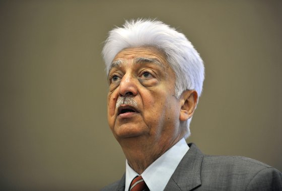 Indian Chairman of Wipro Limited, Azim Premji, speaks during a press conference held to announce the company's 2nd quarter results in Bangalore on November 2, 2012. India's third-largest outsourcing firm Wipro reported second-quarter net profit jumped 24 percent, thanks to stronger demand as customers sought to reduce costs in a weak global economy. AFP PHOTO/ Manjunath KIRAN (Photo credit should read Manjunath Kiran/AFP/Getty Images)