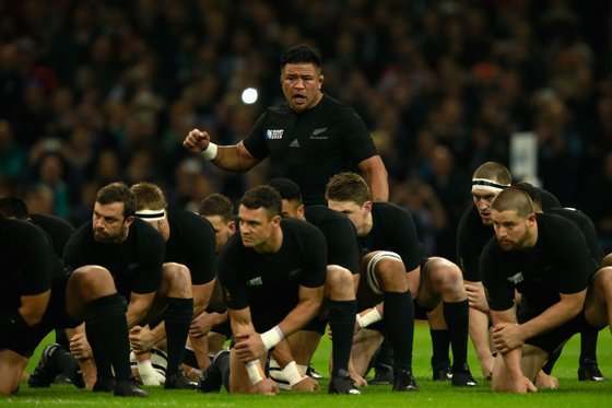 during the 2015 Rugby World Cup Quarter Final match between New Zealand and France at Millennium Stadium on October 17, 2015 in Cardiff, United Kingdom.