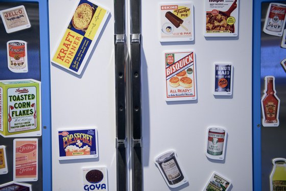 Magnets of food products are seen in the American Enterprise Exhibition at the Smithsonian's American History Museum June 11, 2015 in Washington, DC. The Smithsonian previewed its new exhibition on American enterprise. AFP PHOTO/BRENDAN SMIALOWSKI (Photo credit should read BRENDAN SMIALOWSKI/AFP/Getty Images)