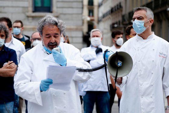 Spanish Chefs Protest In Madrid