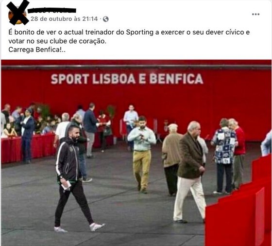 Montagem viral de Ruben Amorim a votar nas eleiÃ§Ãµes do Benfica.