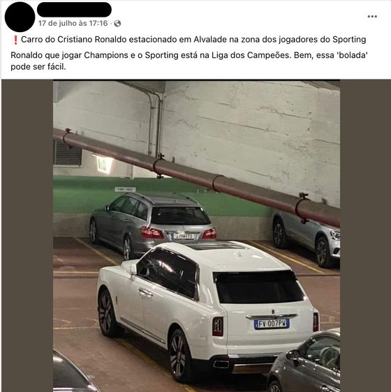 Fact check.  Was Cristiano Ronaldo’s car photographed in the Alvalade car park?