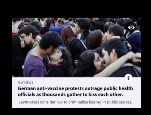 Fact check.  Do anti-vaccine Germans kiss in public to protest?