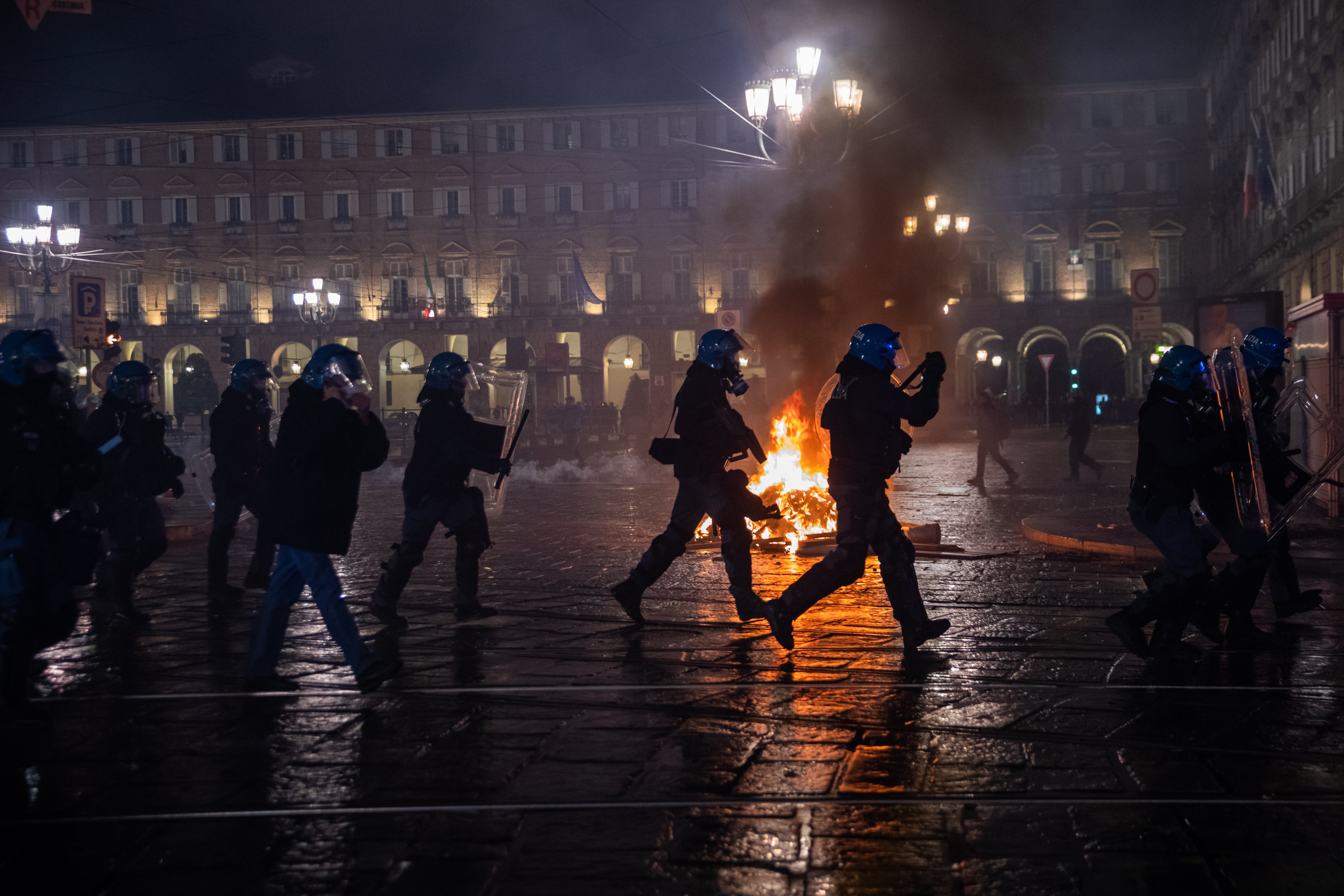 Protest Continues in Turin Against The Government and COVID-19 Restrictions