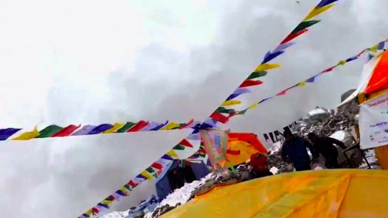 O &quot;Everest Base Camp&quot; é o acampamento mais popular no Nepal para os alpinistas que se querem lançar ao Evereste