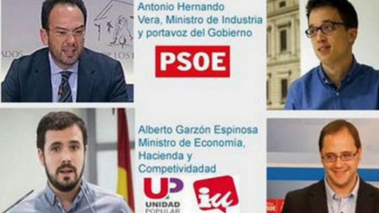 O líder da Esquerda Unida (força que elegeu apenas 2 dos 350 deputados do parlamento espanhol) assumiria a pasta de ministro da Economia