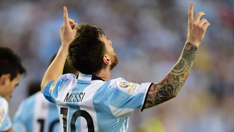 O livre direto de Messi contra os Estados Unidos resultu no último golo da carreira do jogador na seleção da Argentina