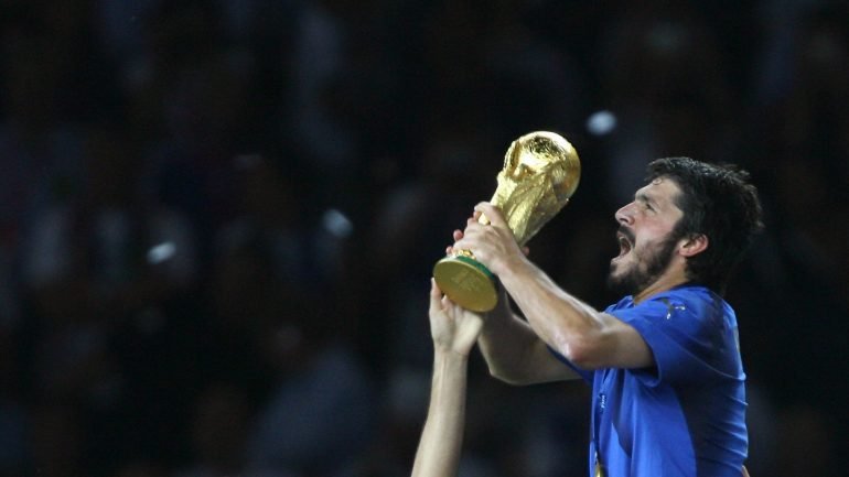 Gattuso em todo o esplendor: campeão mundial em 2006, após sagrar-se campeão europeu sub-21 pela Itália em 2000